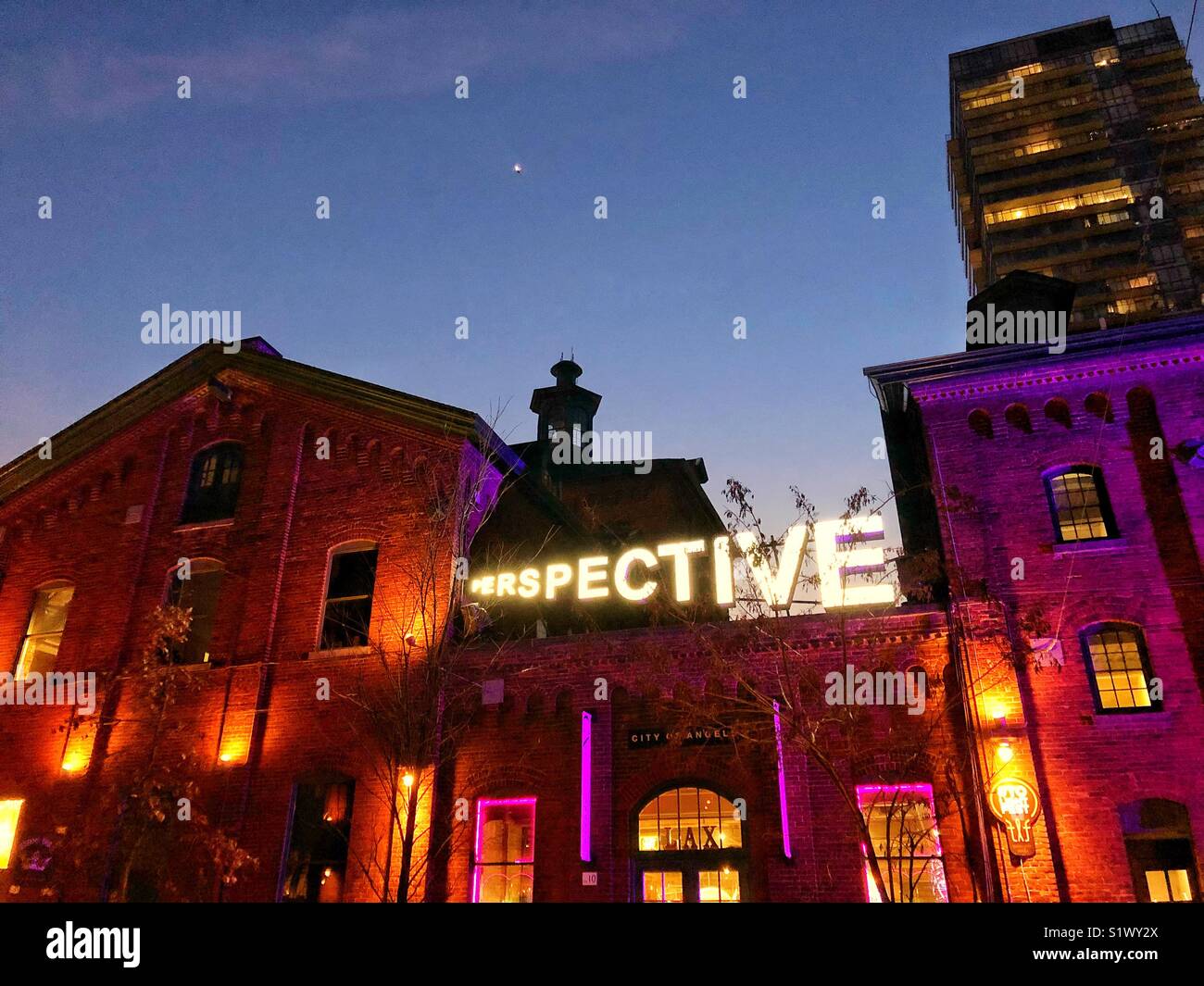 Perspektive, eine Lichtinstallation an der Toronto der jährliche Licht Festival. Stockfoto Perspektive, eine Lichtinstallation an der Toronto der jährliche Licht Festival. Stockfoto