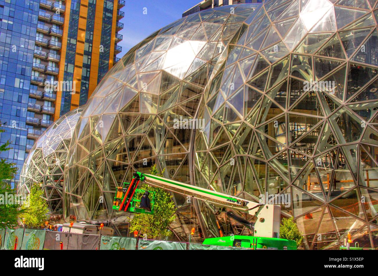 Die Sphären außerhalb der Amazon Hauptsitz in Seattle, Washington Stockfoto