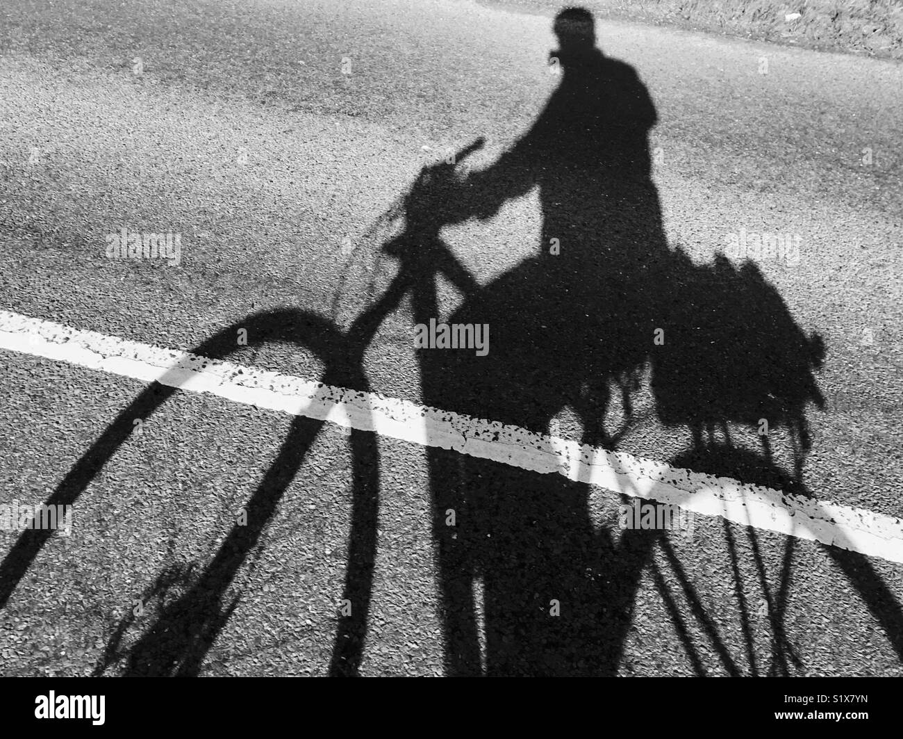 Shadow Radfahren Stockfoto