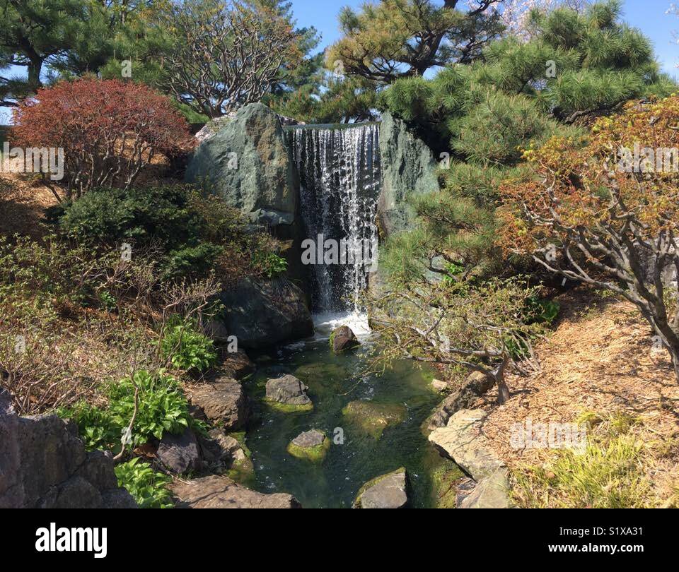 Wasserfall Missouri Botanical Garden. Stockfoto