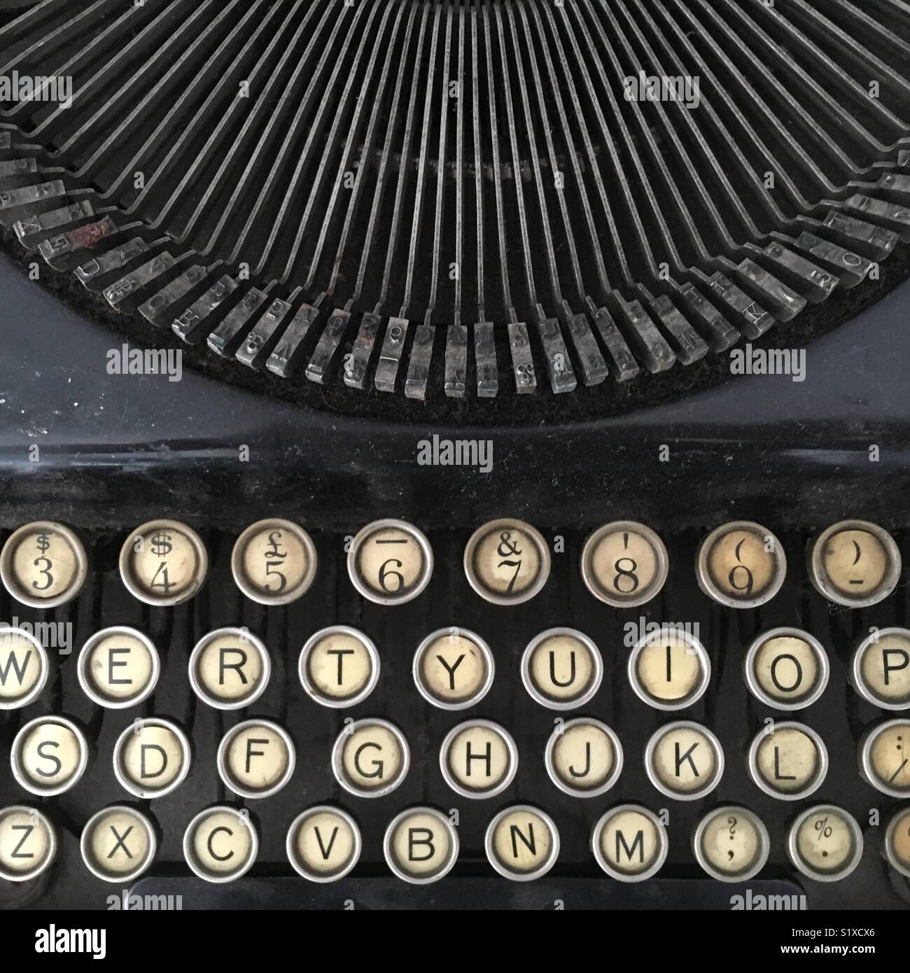 Nahaufnahme einer alten Schreibmaschine. Stockfoto