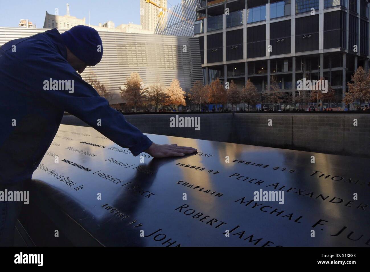 Trauernde am Ground Zero, New York City, USA Stockfoto