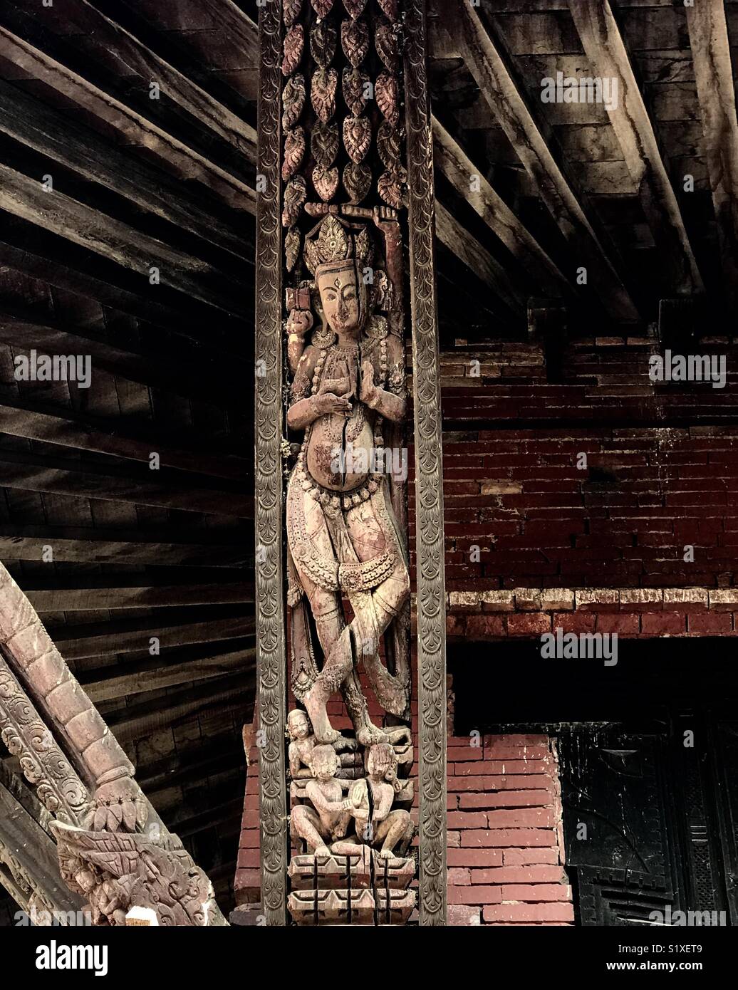 Kama Sutra Skulptur an kathmundu Nepal Stockfoto