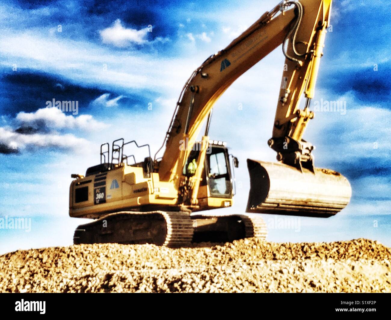 Komatsu PC 360 LC - Smartphone-aufgenommenes Stockfoto