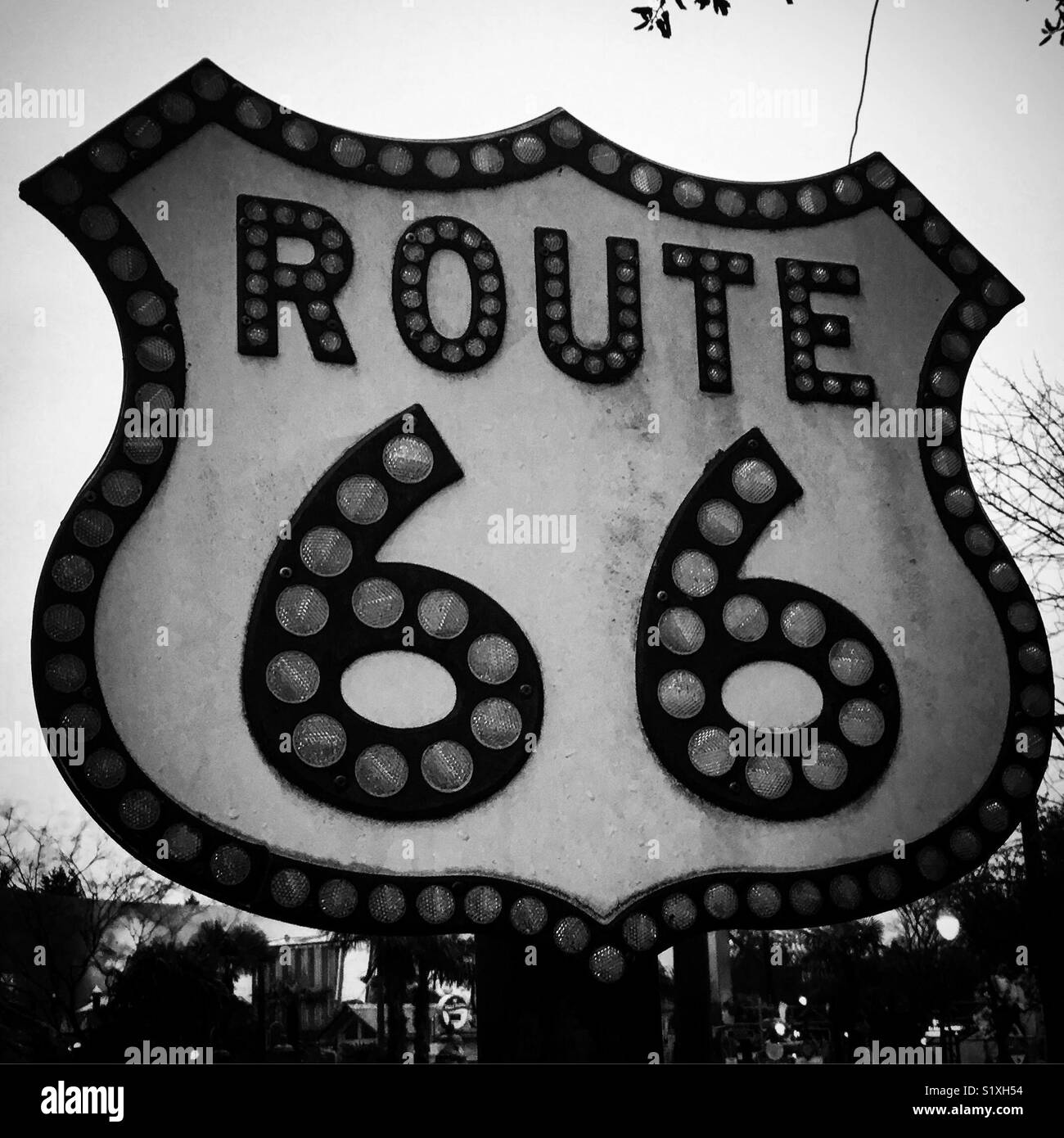 Route 66 Schild. Stockfoto