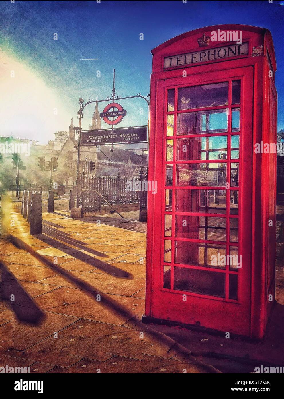 Telefonzelle in Westminster London Stockfoto Telefonzelle in Westminster London Stockfoto
