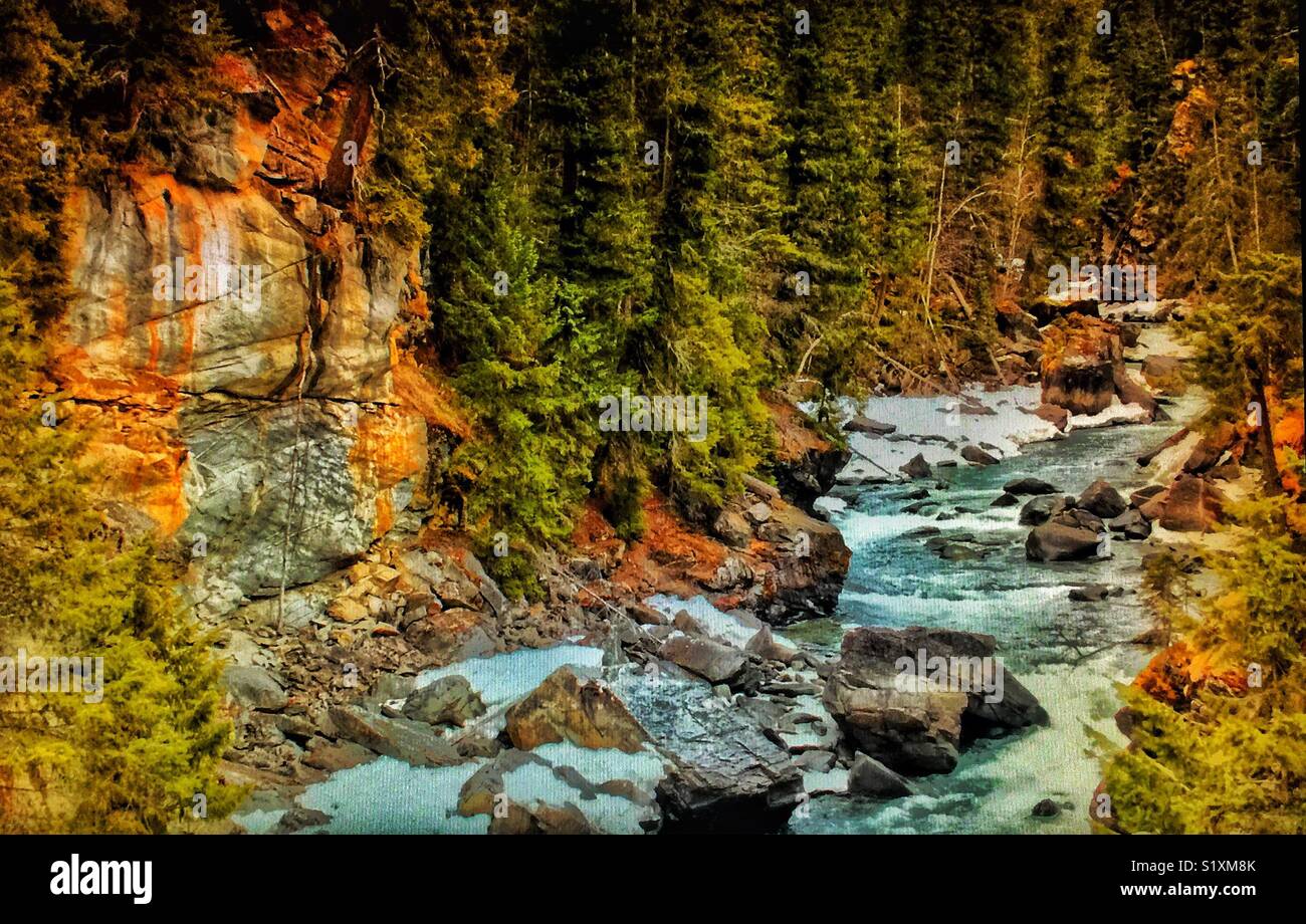 Sunwapta River, Jasper Nationalpark, Alberta, Kanada Stockfoto