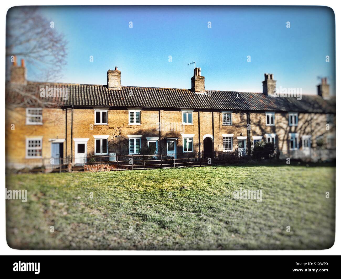 Kirche Terrasse, Wickham Markt, Suffolk, England. - Smartphone-aufgenommenes Stockfoto