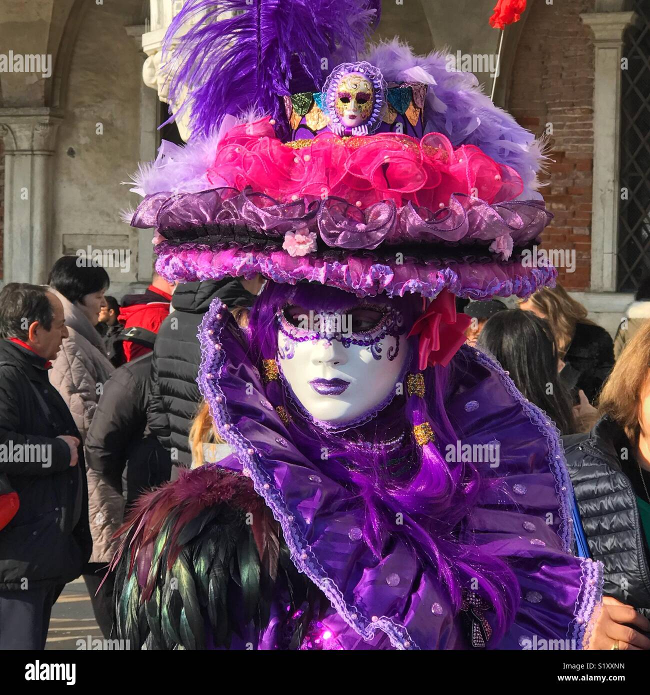 Venedig Maske Karneval lila Lady Stockfoto