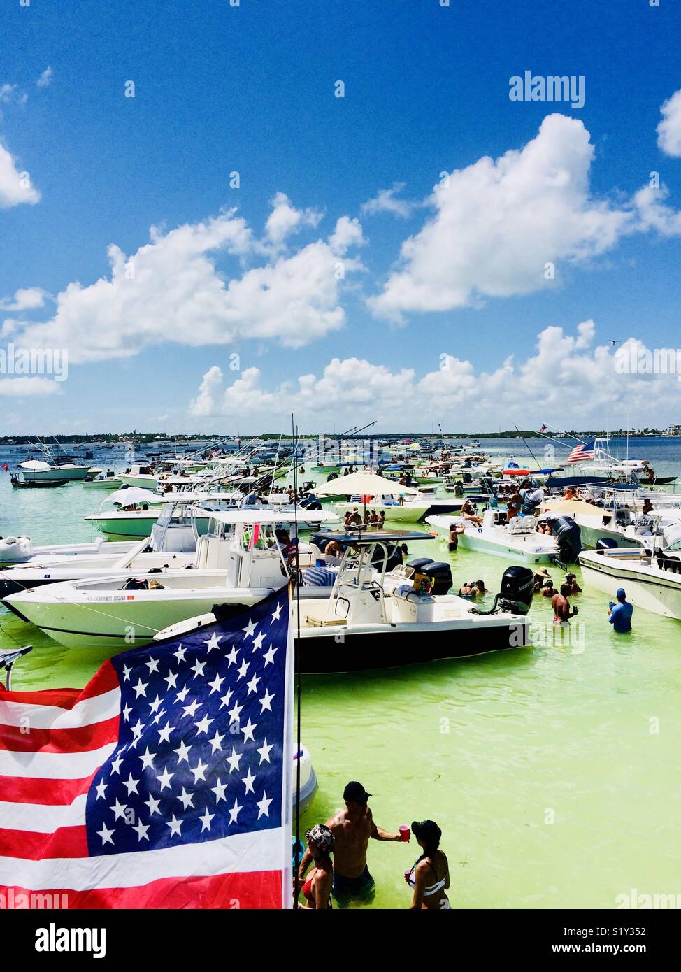Islamorada Florida sand bar Tag der Arbeit Boot party Stockfoto