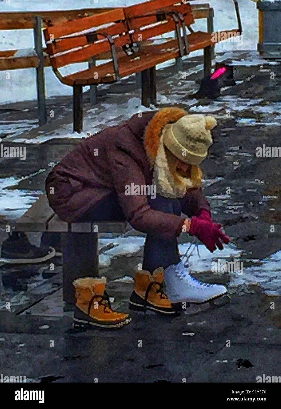 Immer bereit für einen Outdoor skate - Smartphone-aufgenommenes Stockfoto