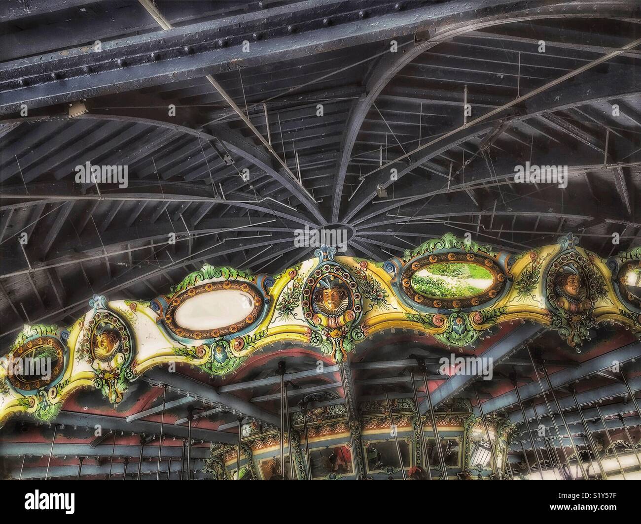 Oldtimer-Karussell-Oberteil Stockfoto