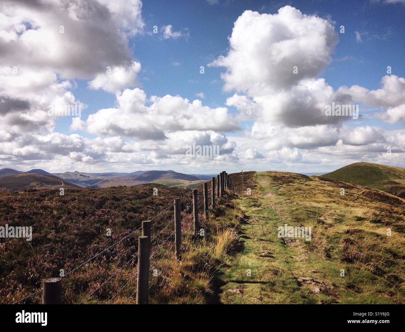 Blick von oben auf die Pentland Hügel südlich von Edinburgh, Midlothian, Schottland Stockfoto