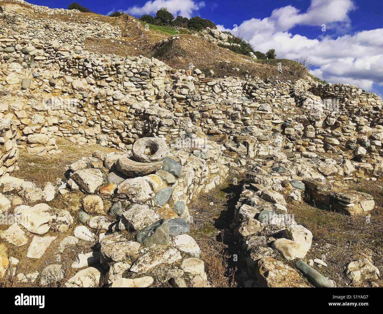 Neolithischer Ruinen von Choirokoitia Archäologische Stätte, Zypern Stockfoto