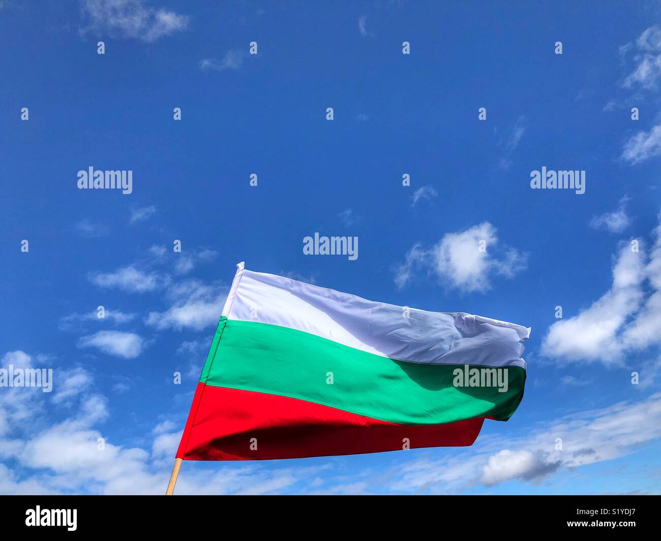 Bulgarische Flagge Stockfoto