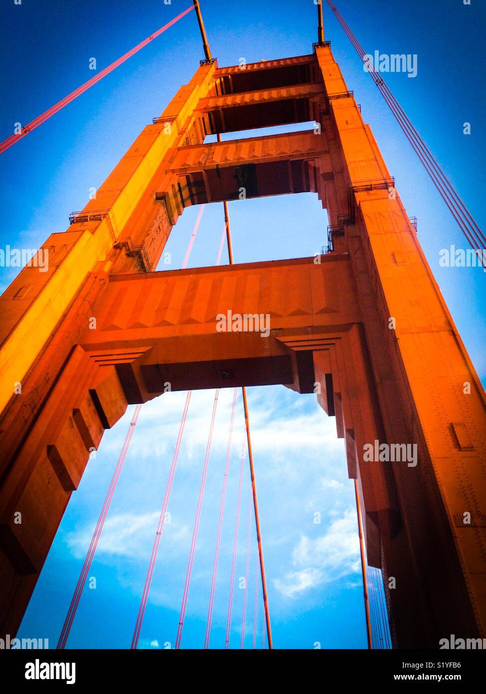 Golden Gate Bridge suchen, San Francisco, Kalifornien, USA - Smartphone-aufgenommenes Stockfoto