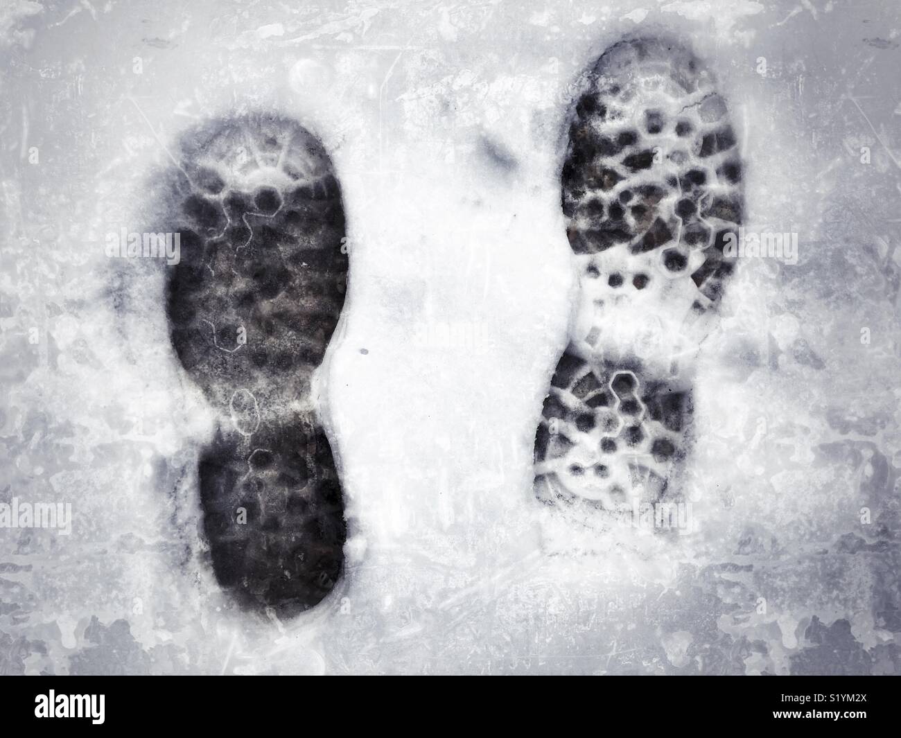 Footprints, Schnee, Wandern Boot, Lauffläche Stockfoto
