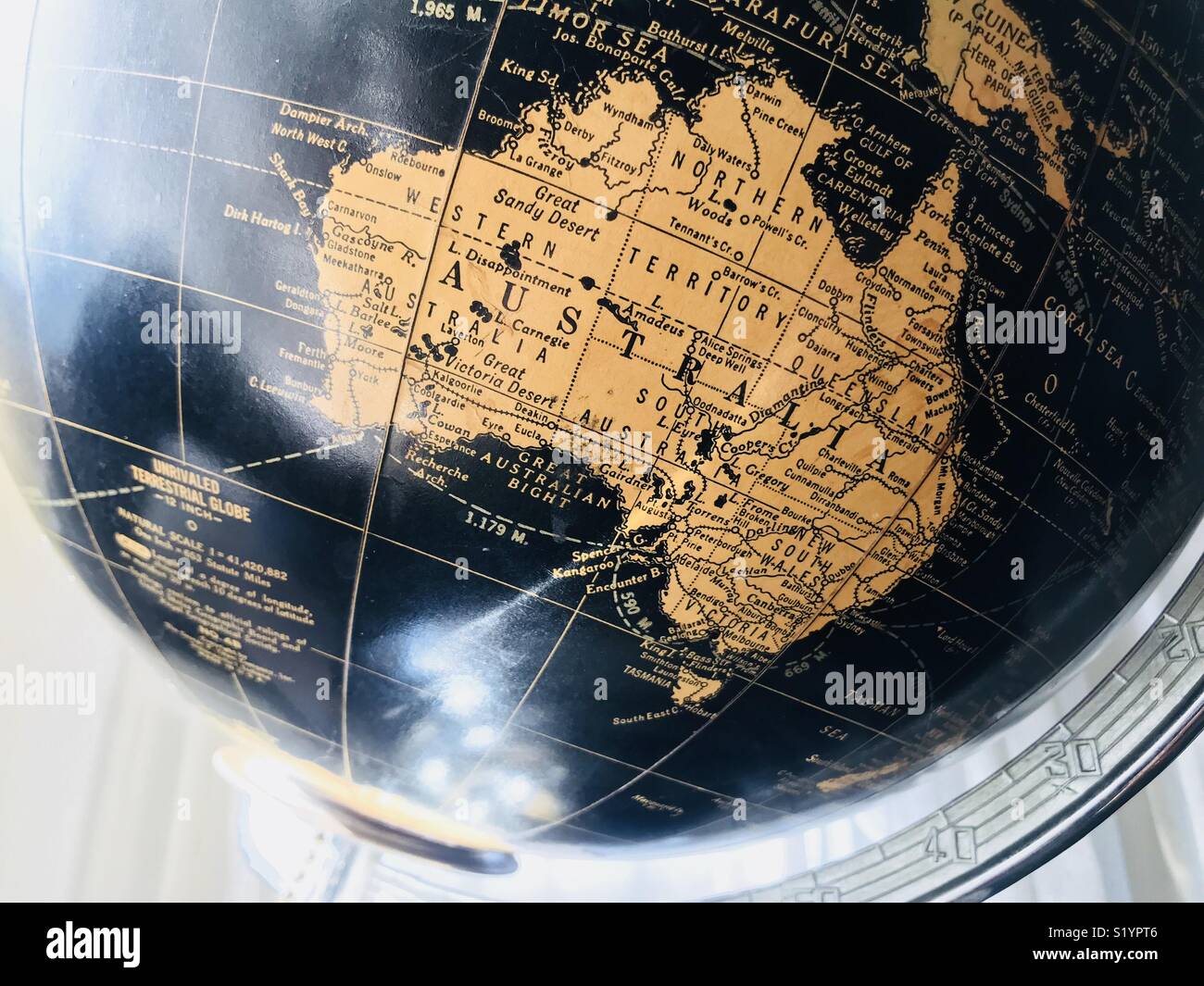 Australien auf einer vintage Globus Stockfoto