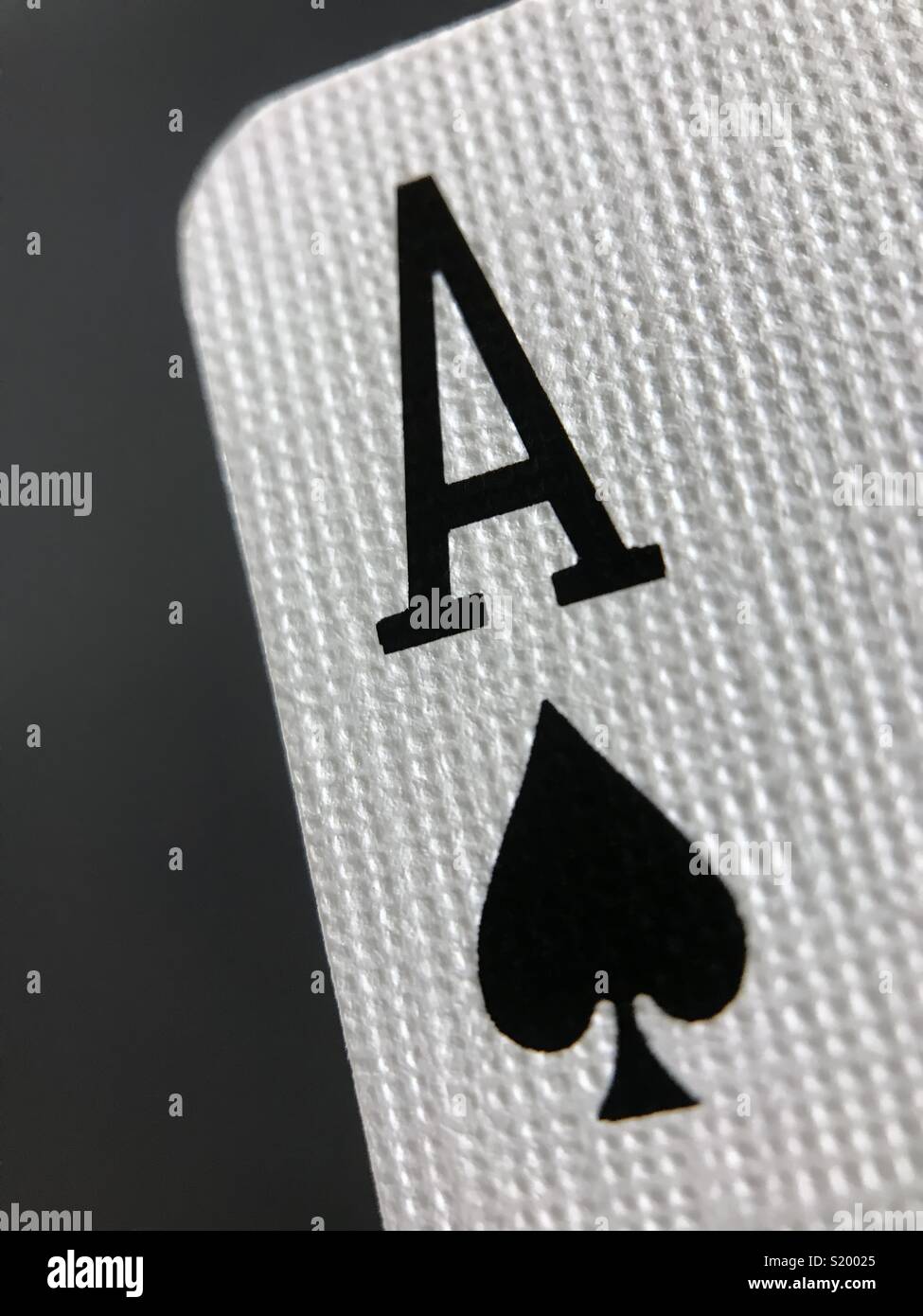 Pik Ass Spielkarten makro Detailansicht Stockfoto