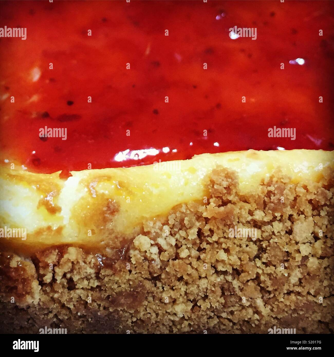 Detail einer Strawberry cheesecake Stockfoto