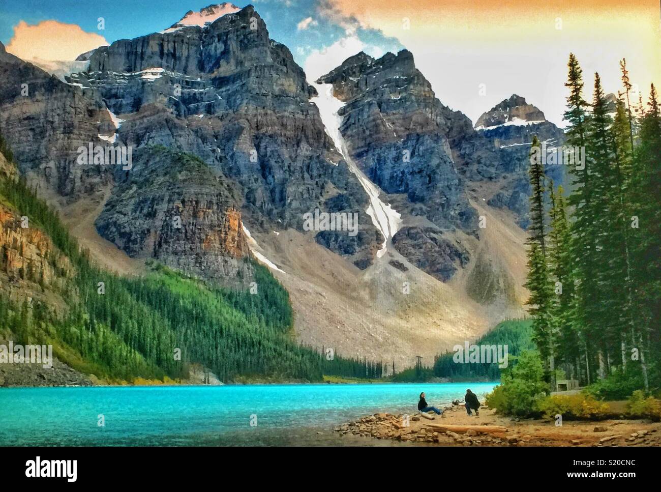 Moraine Lake, Banff Nationalpark, Alberta, Kanada. - Smartphone-aufgenommenes Stockfoto