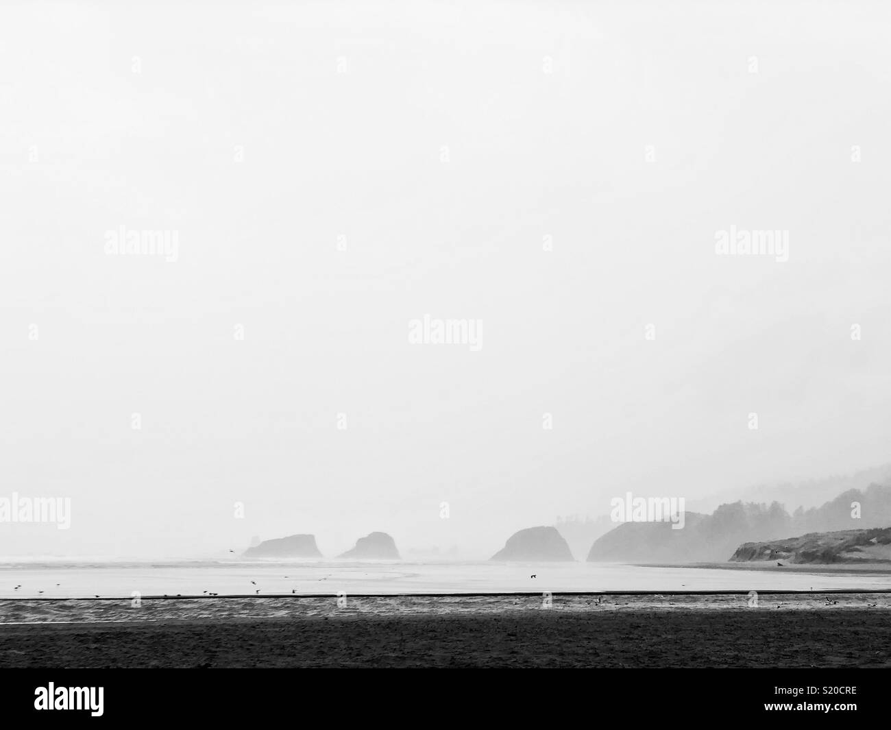 Misty und bei Canon Strand Nebel in Oregon Stockfoto