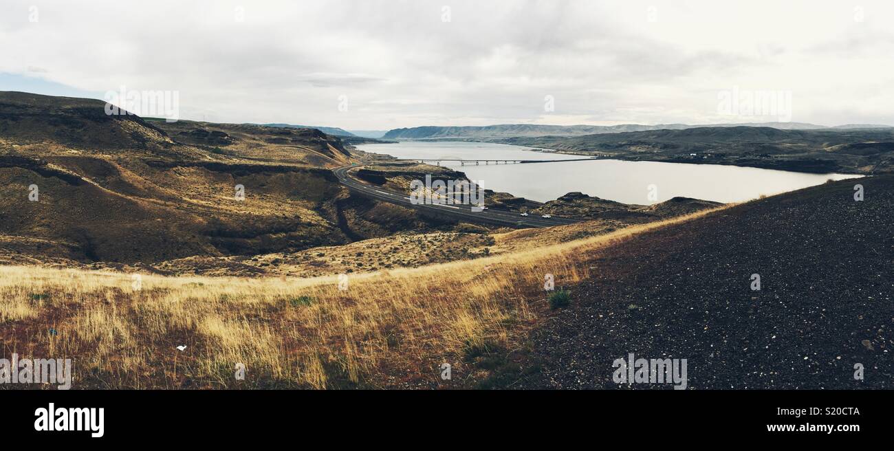 Columbia River im Osten Washington - Smartphone-aufgenommenes Stockfoto