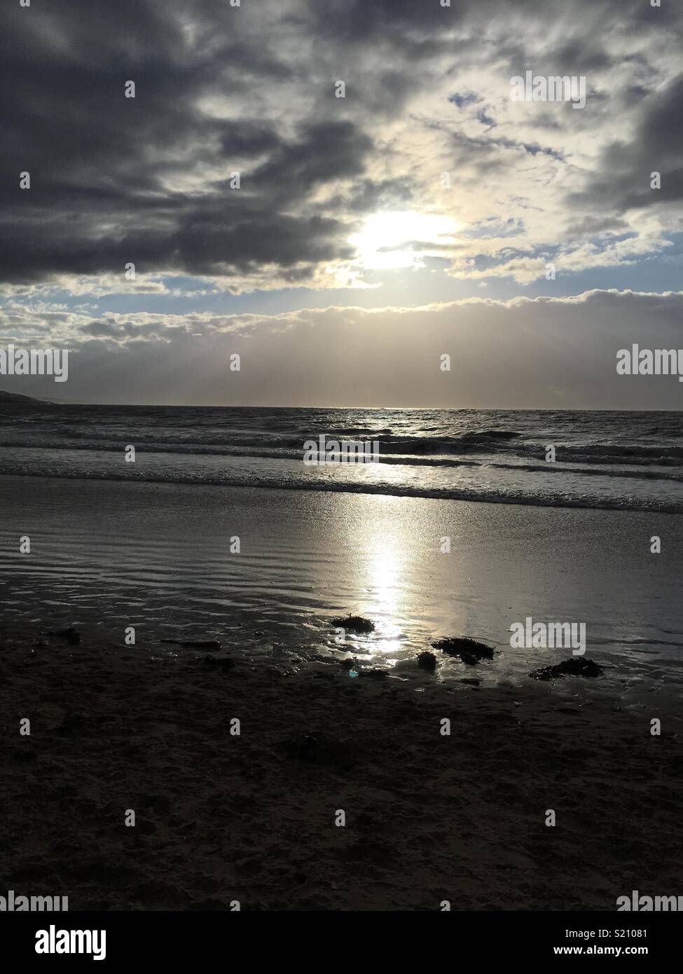 Launisch Strand Stockfoto