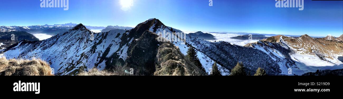 Panorama der Französischen Alpen. Stockfoto