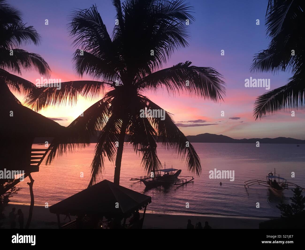 Port Barton, Palawan, Philippinen bei Sonnenuntergang Stockfoto