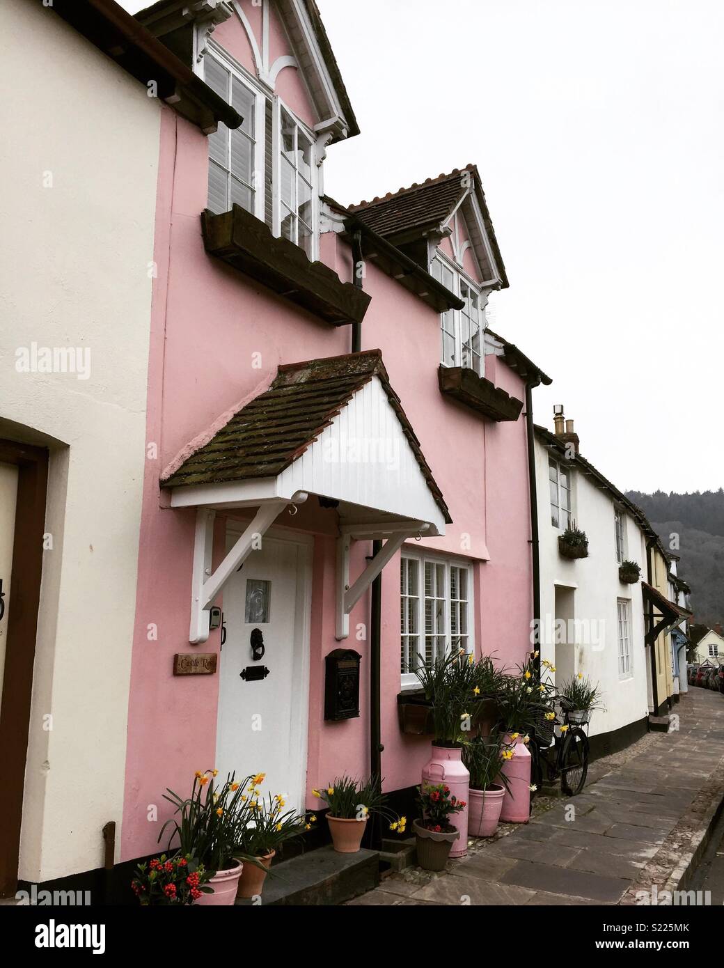 Rosa Haus in Dunster Stockfoto