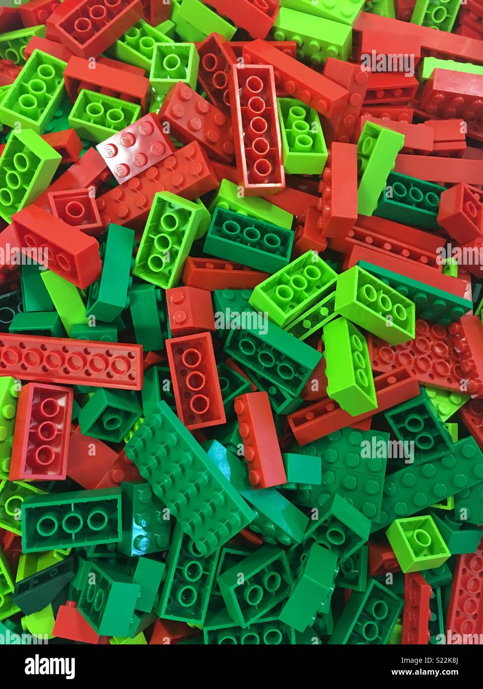 Rot und Grün Lego Stockfoto