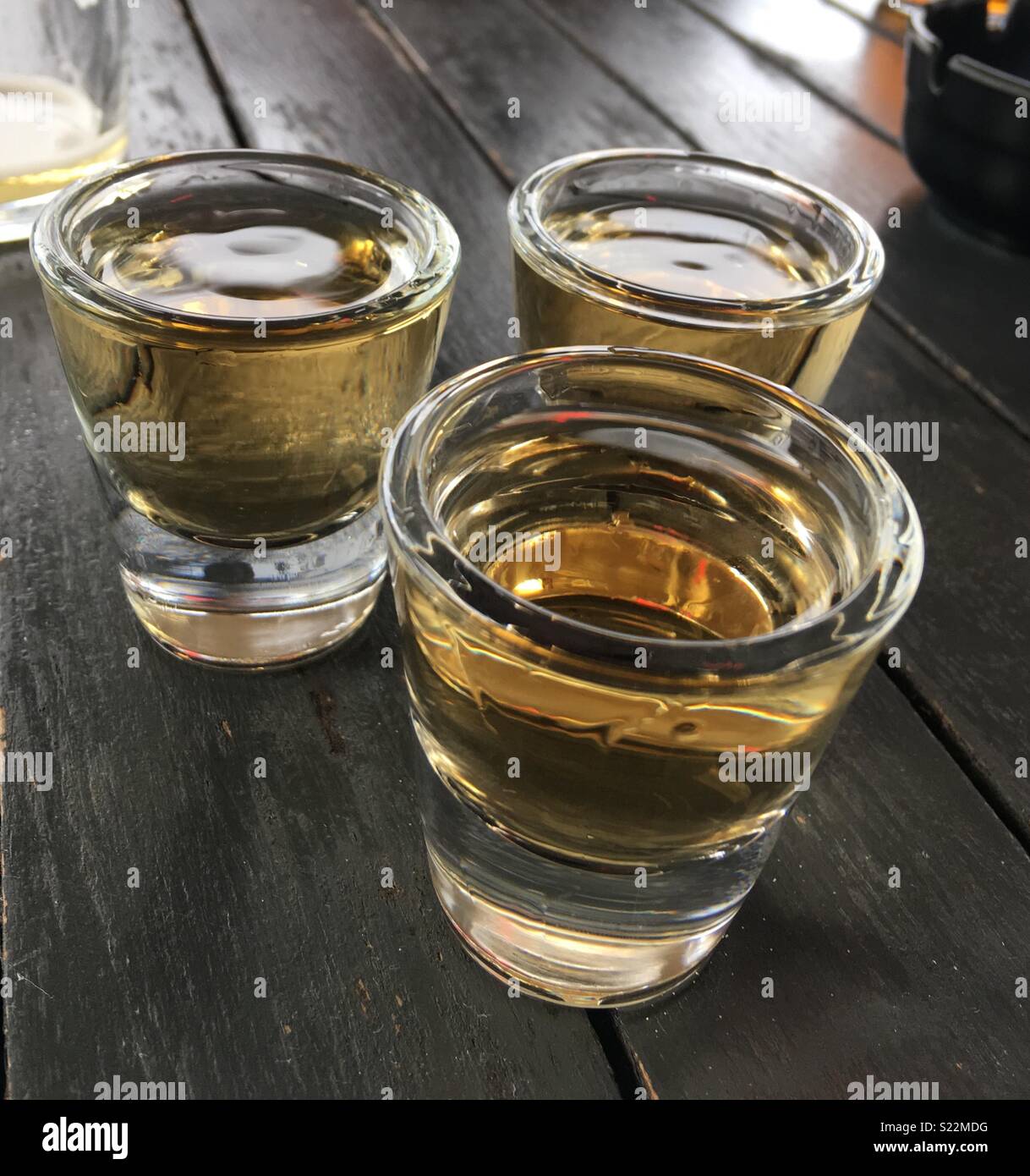 Drei Schüsse von Tequila Stockfoto