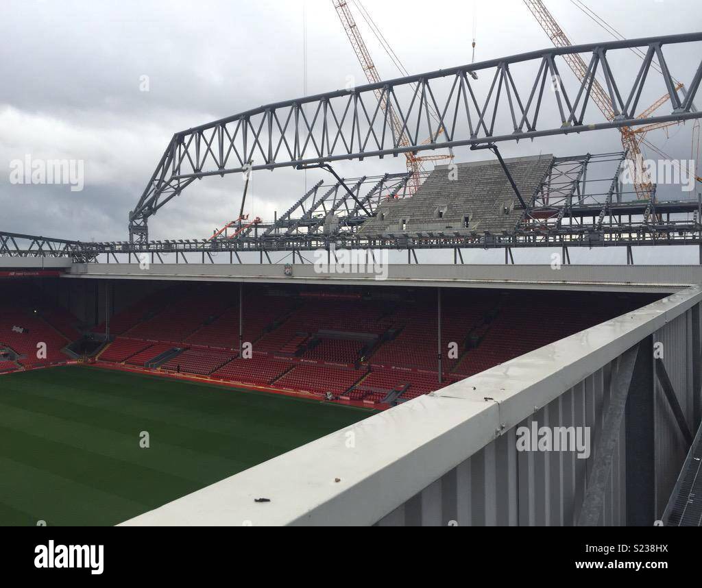 Der Bau der neuen Haupttribüne Liverpool F.C. Stockfoto