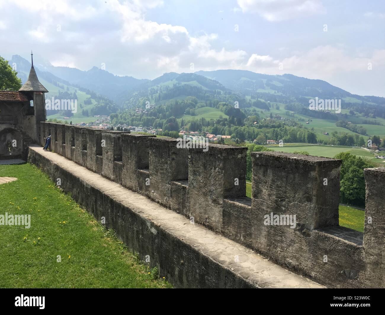 Schloss Greyerz Wand Stockfoto