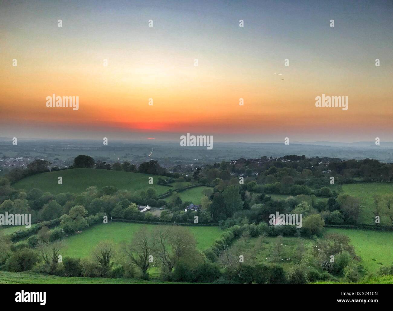 Die Sonne über Somerset. Stockfoto