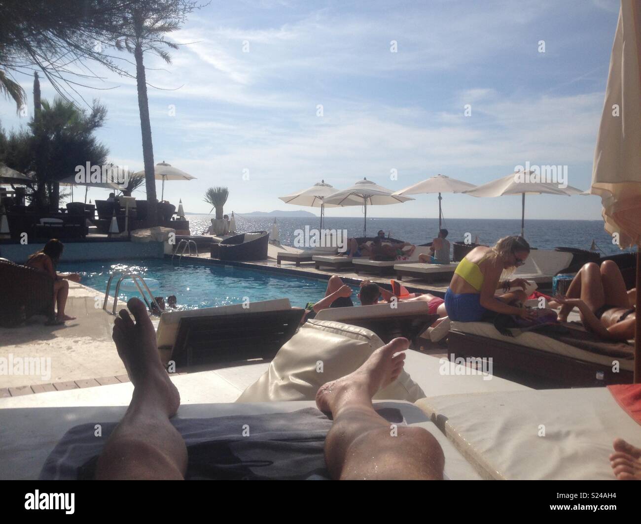 Ibiza, Pool Lounge, Urlaub Stockfoto