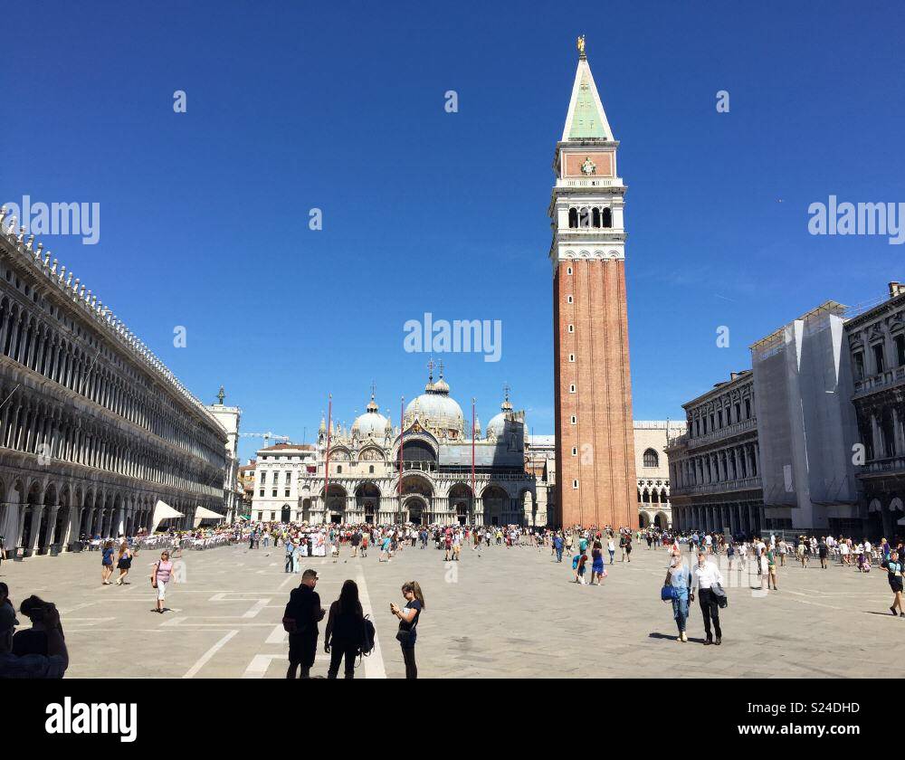 Historischen Platz & Tower, Venedig Stockfoto