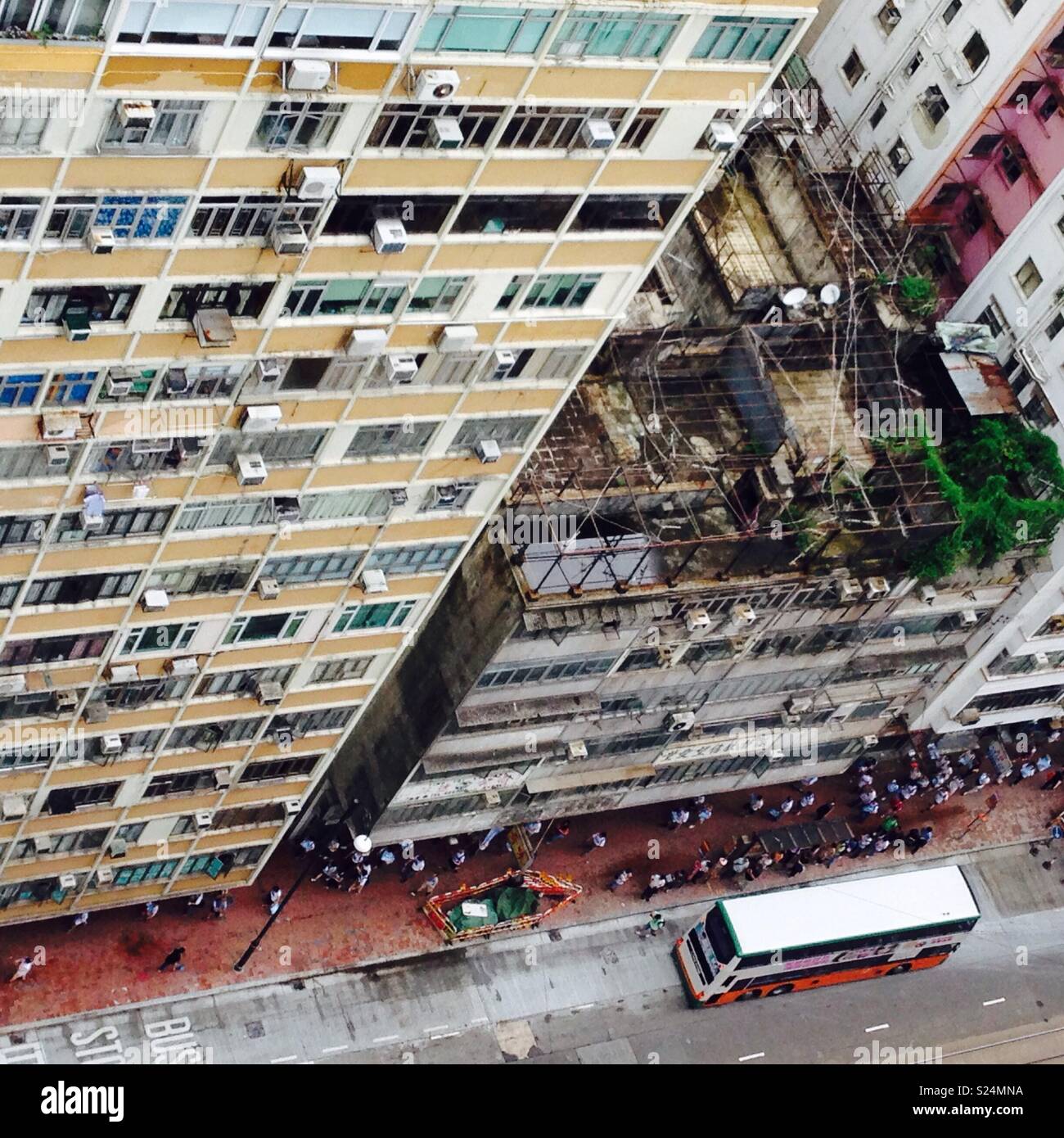 Hong Kong Perspektive-Straße geschossen von oben Stockfoto