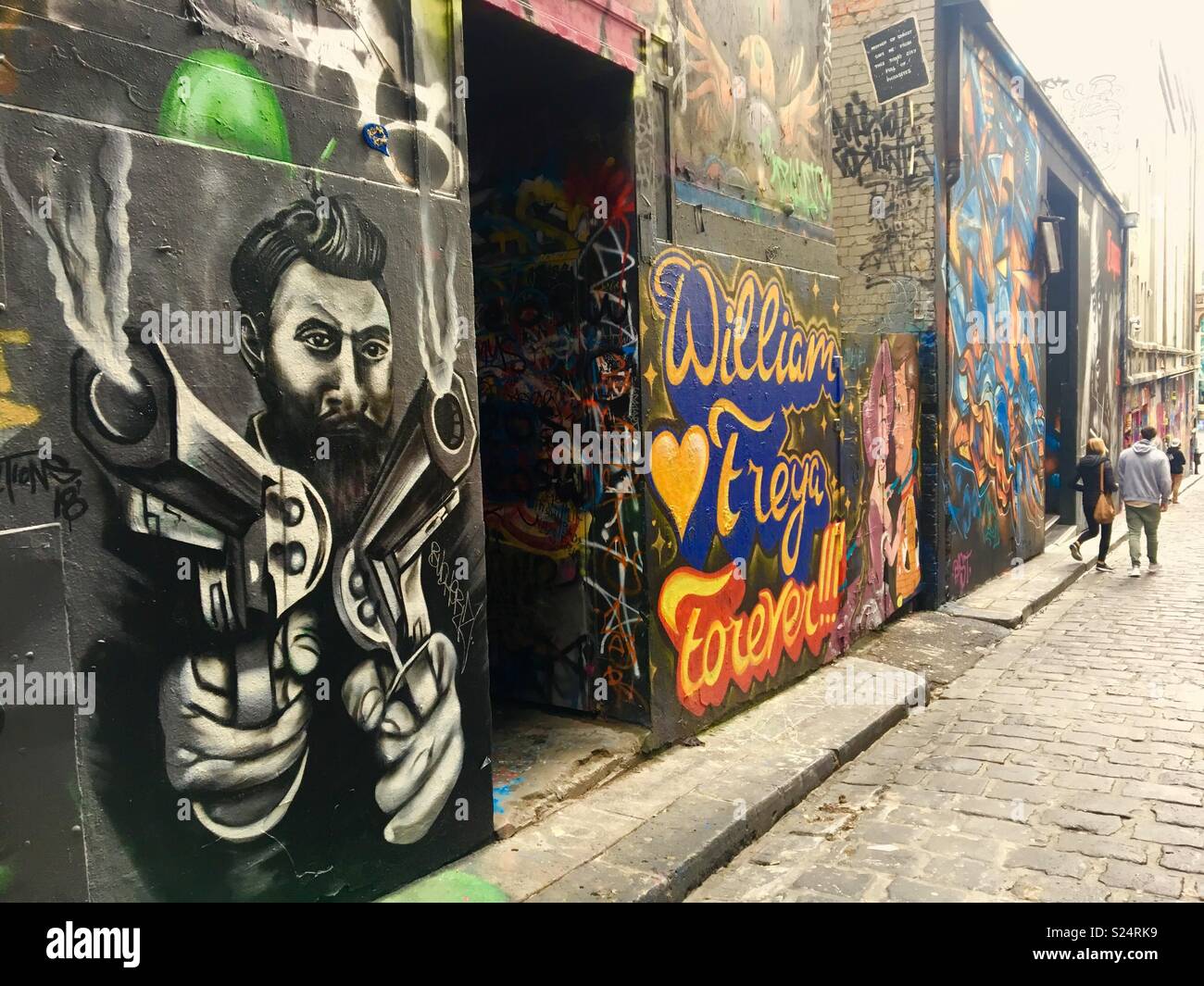 Hosier Lane in Melbourne. Stockfoto