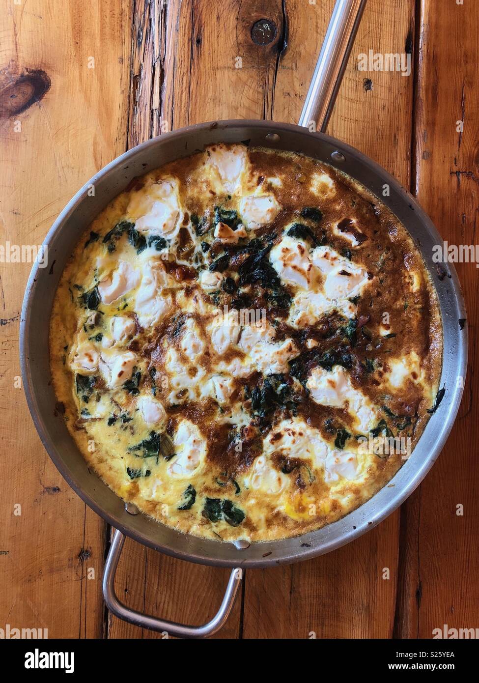 Mangold und Ziegenkäse Frittata Stockfoto