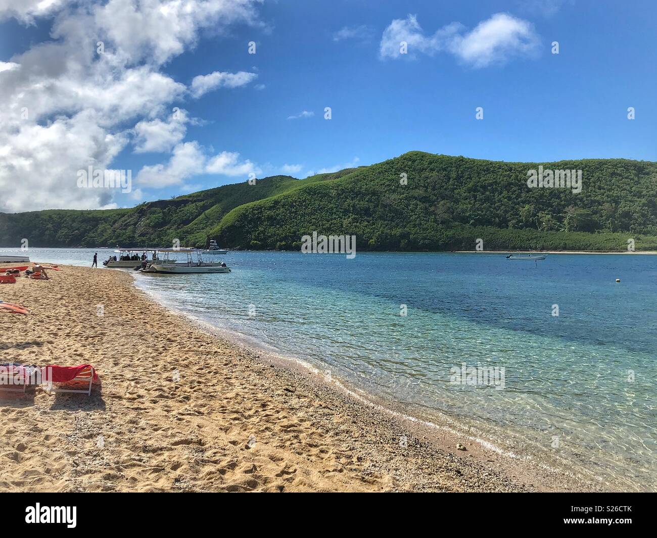 Strand auf Mantaray Island Resort, Mamanuca Inseln, Fidschi Stockfoto