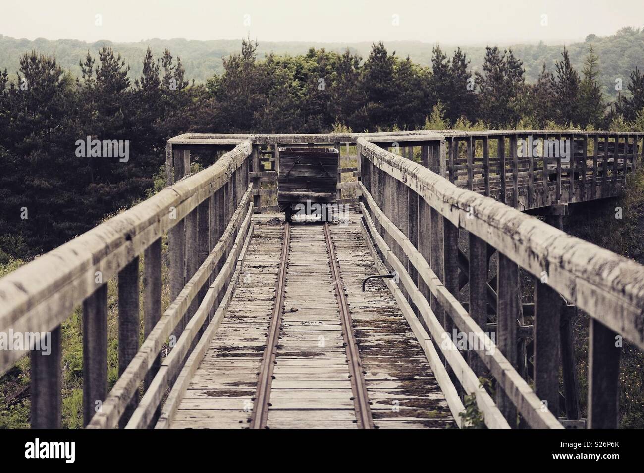 Bergbau Warenkorb&Rail - Beamish Museum - Smartphone-aufgenommenes Stockfoto
