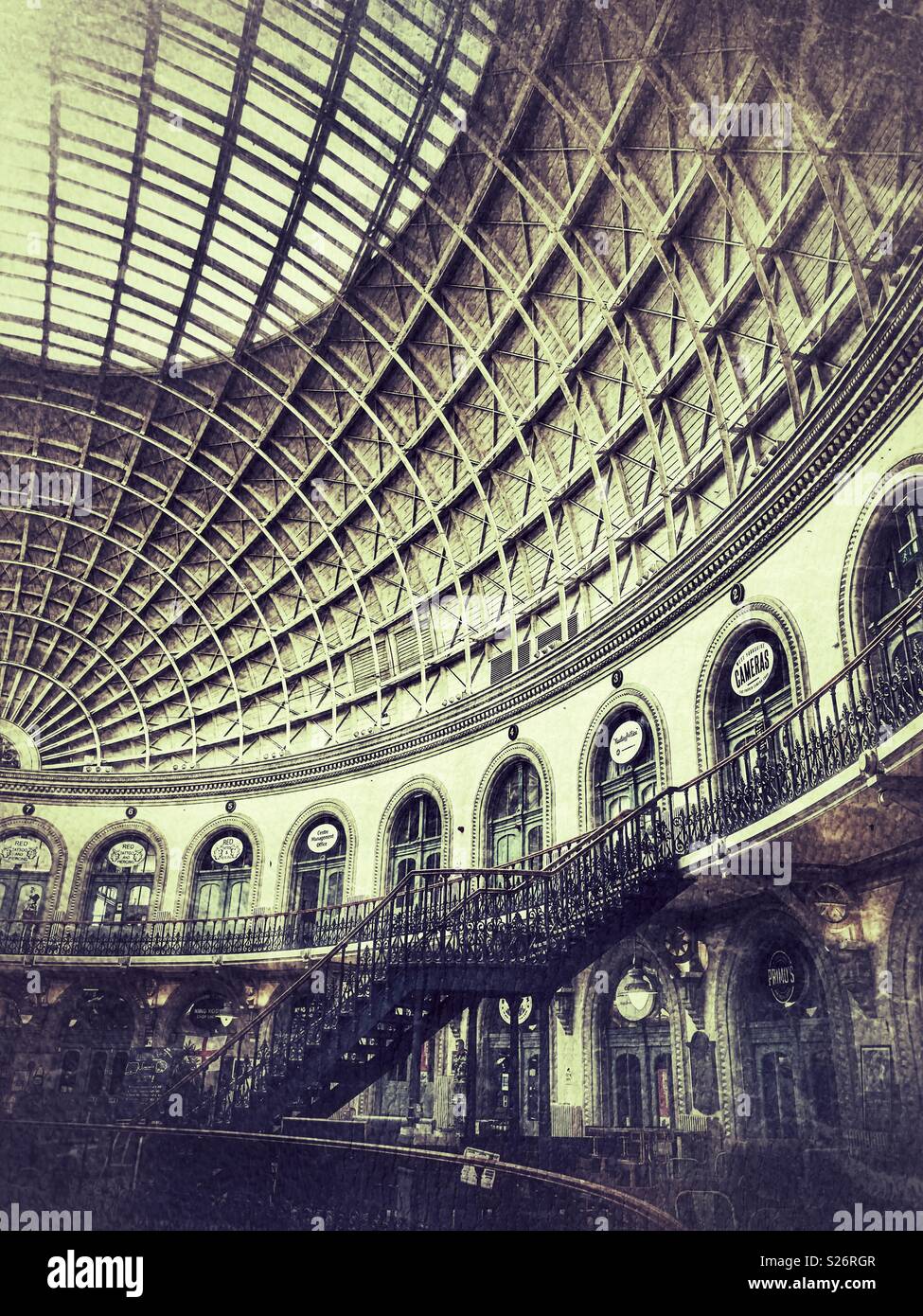 Decke und Einrichtung im Corn Exchange in Leeds, Großbritannien Stockfoto