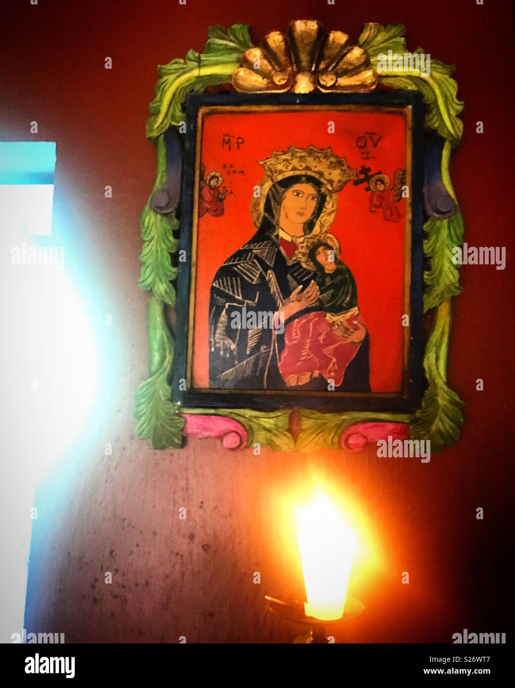 Ein Bild von Nuestra Señora del Socorro im Hotel California in Todos Santos, Baja California, Mexiko. Es ist der Auffassung, dass in diesem Hotel die Musik Band schrieb Adler ihren berühmten Album Hotel California Stockfoto