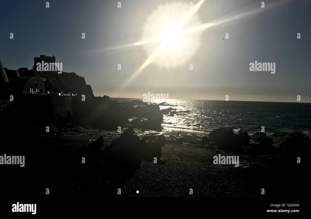 Sonnenuntergang Ilfracombe coastal path - Smartphone-aufgenommenes Stockfoto