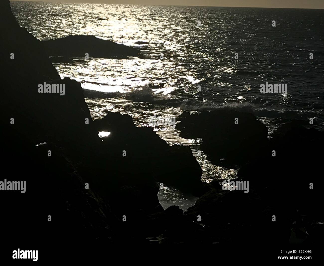Sonnenuntergang am Hafen von Ilfracombe. Devon. South West Coastal Path. - Smartphone-aufgenommenes Stockfoto