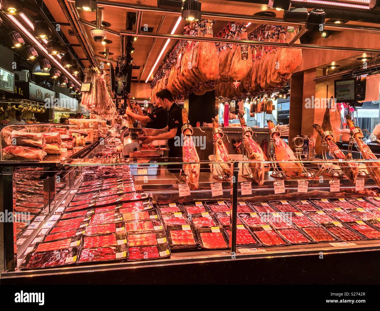 Stau Beine im Boqueria Markt in Barcelona, Katalonien, Spanien Stockfoto