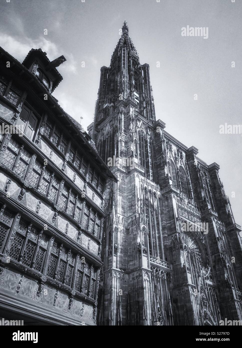 Schwarz Weiss Bild Der Kathedrale Von Strassburg Frankreich Stockfotografie Alamy