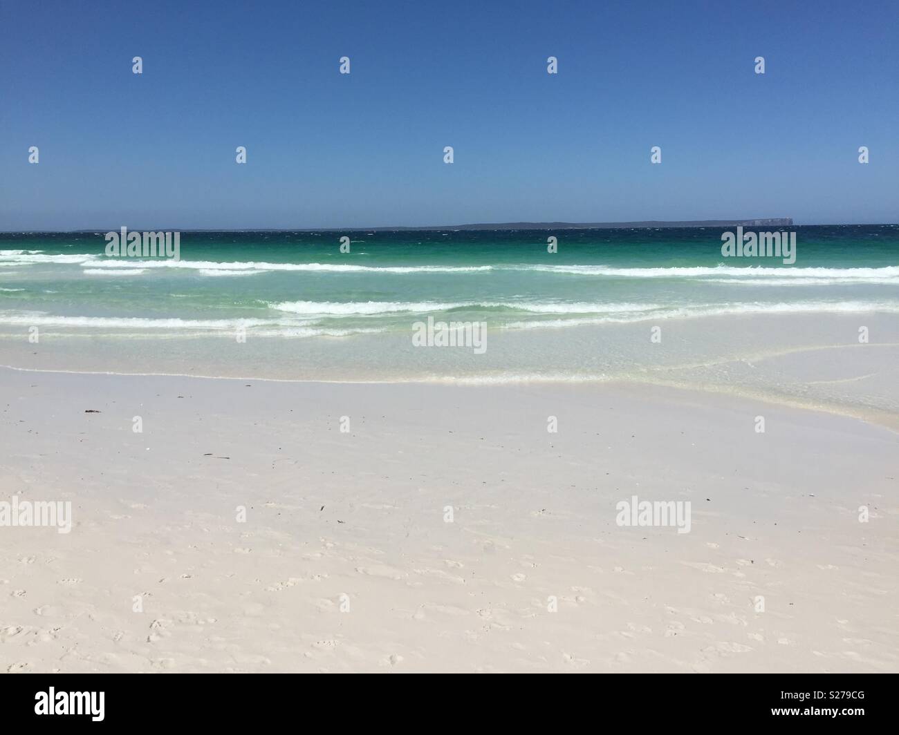 White Sand Beach an Jervis Bay, Australien - Smartphone-aufgenommenes Stockfoto